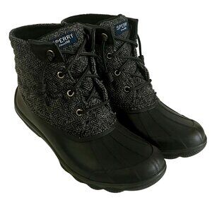 Sperry Womens Saltwater Wool Tweed Duck Boots Size 6.5 M Preppy Hunting Outdoor